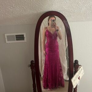 Stunning Pink Sequin mermaid corset prom dress